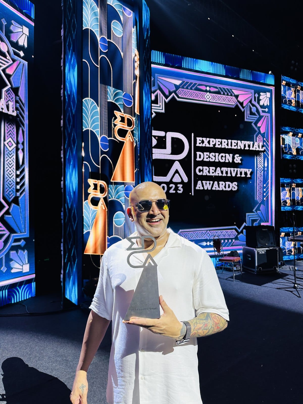 Sherrin Varghese with the EDCA 2023 trophy