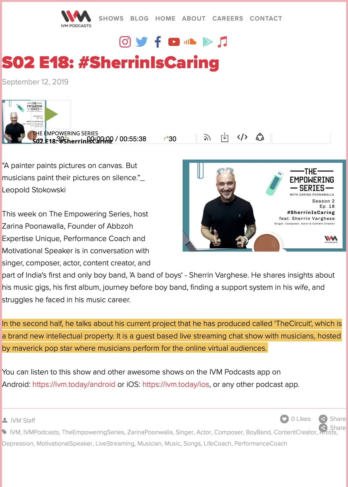IVM Podcasts, September 2019: #SherrinIsCaring