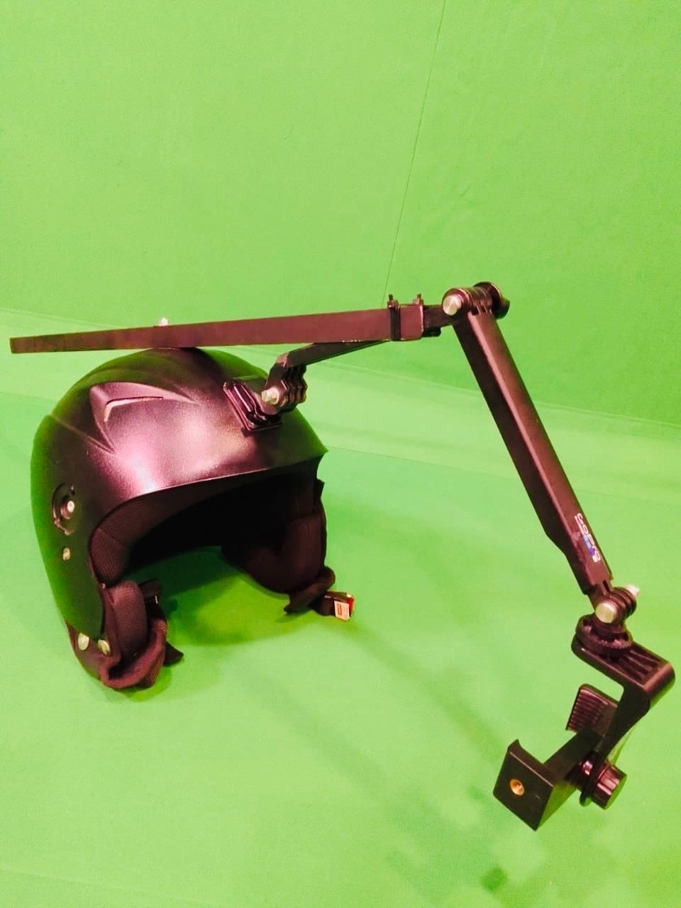 Motion-capture rig on the chroma floor